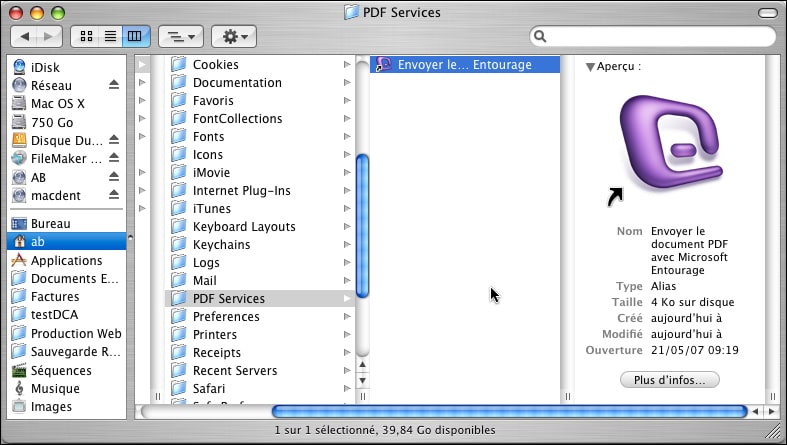 Renommer l’alias du Service PDF