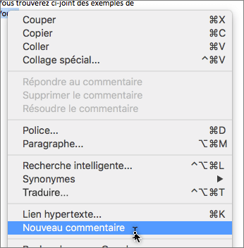 Nouveau commentaire dans Office Mac 16.26