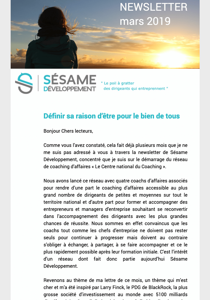 Newsletter Sésame Développement