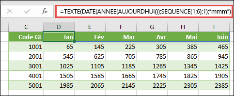 FONCTION SEQUENCE dans EXCEL